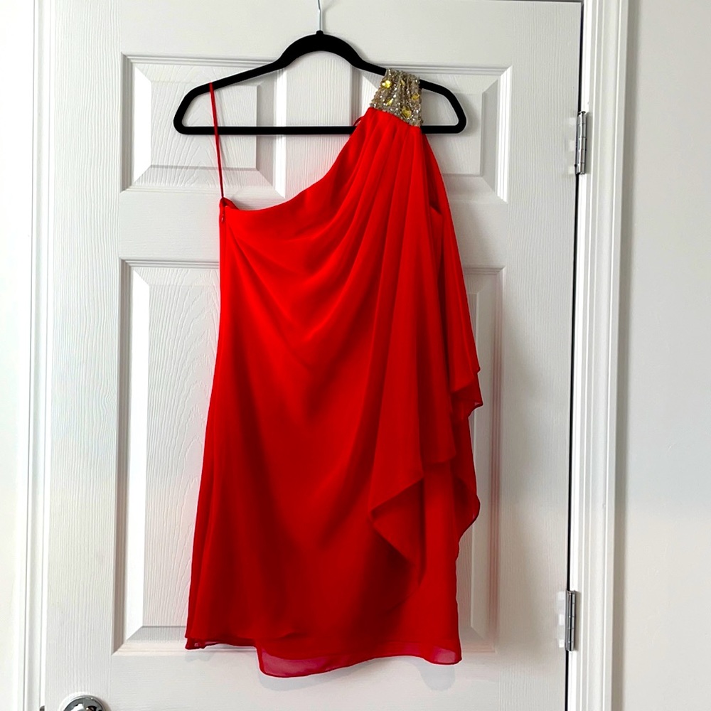 One shoulder ombre dress